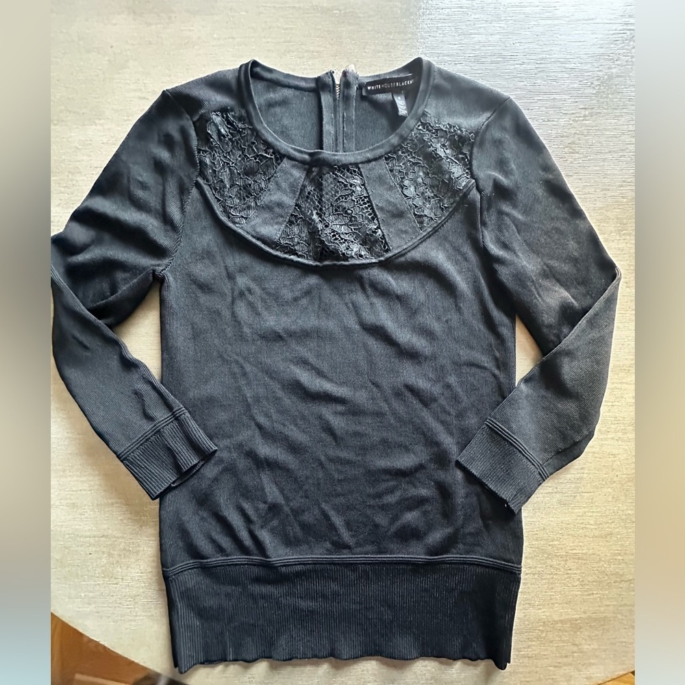 White House Black Market Black Lace Detail Sweater